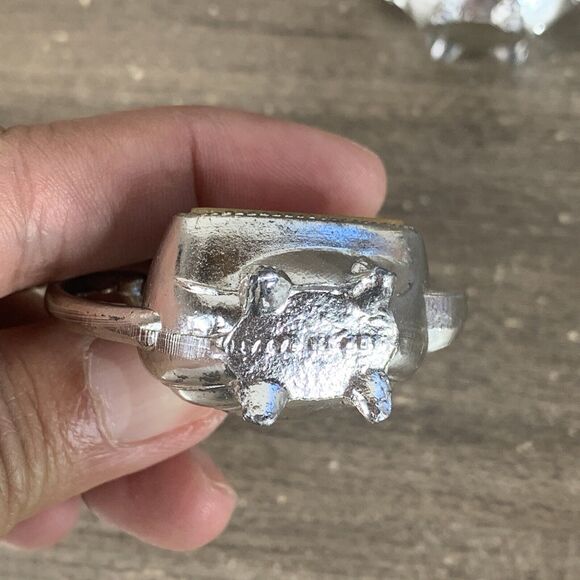 Vintage Salt & Pepper Shaker Metal Silver Coffee Tea Pot with Tray 1.5" - 3PCS - Picture 9 of 10